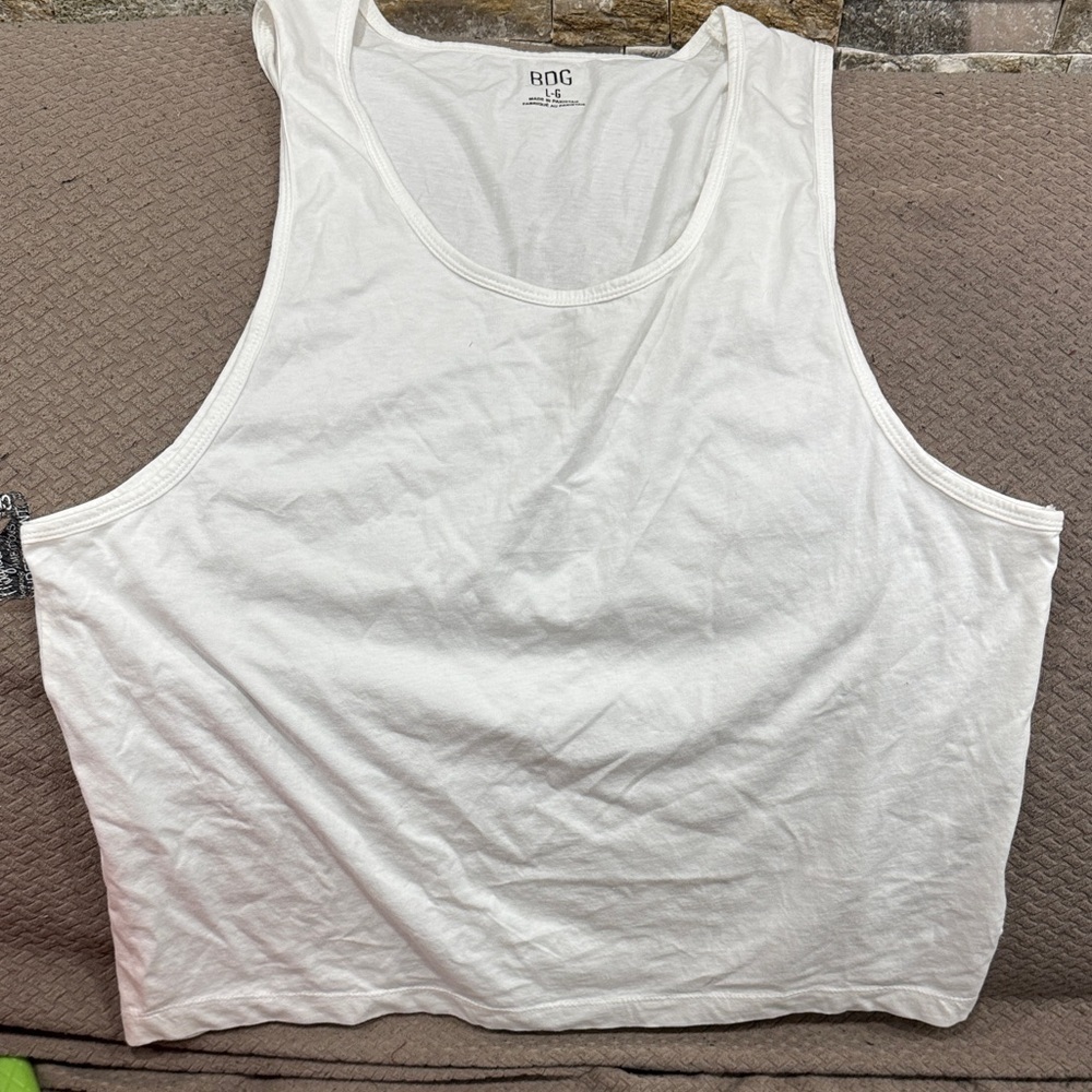 BDG White Scoop Neck Cotton Tank